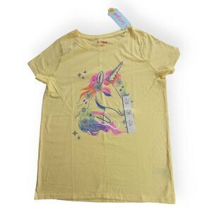 COPY3- Cat & Jack Yellow Unicorn Shirt  Girls Large 10/12